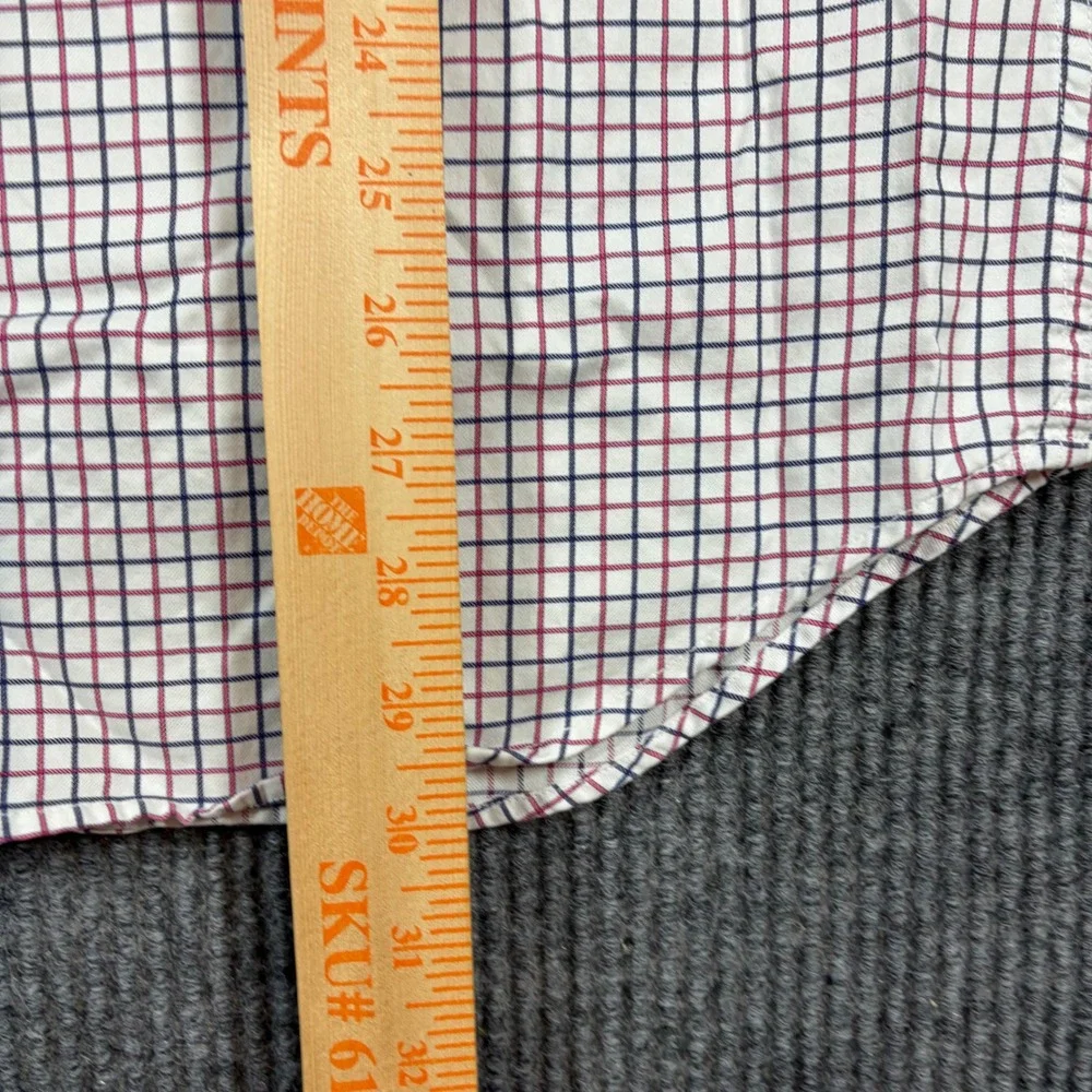 Banana Republic Mens XL Slim Fit Button Down Shirt‎ White Red Blue Check Plaid